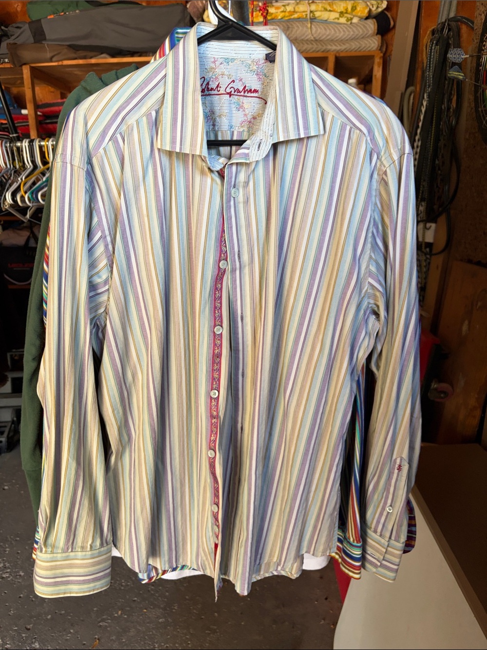 Robert Graham Multicolor Pastel Stripe Dress Shirt - Blue, Purple, Pink, Green